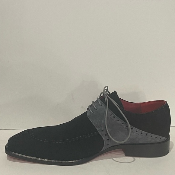 Emilio Franco shoes black/gray suede Oxford point toe - Picture 3 of 5
